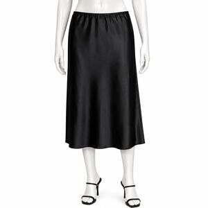 Old Navy Black Satin Midi Skirt M Minimal Slip Skirt